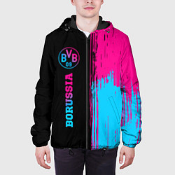 Куртка с капюшоном мужская Borussia - neon gradient по-вертикали, цвет: 3D-черный — фото 2