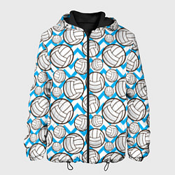 Куртка с капюшоном мужская Мячи волейбольные паттерн, цвет: 3D-черный