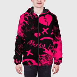 Куртка с капюшоном мужская Lil peep pink steel rap, цвет: 3D-черный — фото 2