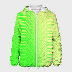 Куртка с капюшоном мужская Зелёные градиентные линии, цвет: 3D-белый