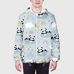 Куртка с капюшоном мужская Панда на облаках, цвет: 3D-белый — фото 2