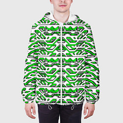 Куртка с капюшоном мужская Техно броня зелёно-белая, цвет: 3D-белый — фото 2