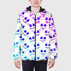 Куртка с капюшоном мужская Marshmello pattern neon, цвет: 3D-черный — фото 2