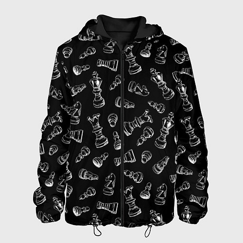 Мужская куртка Много шахматных фигур на черном паттерне / 3D-Черный – фото 1