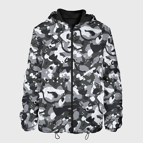 Мужская куртка Серый пиксельный камуфляж / 3D-Черный – фото 1