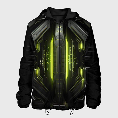 Мужская куртка Яркая зеленая неоновая киберброня / 3D-Черный – фото 1