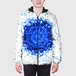 Куртка с капюшоном мужская Поврежденный цифровой скин - дыра, цвет: 3D-черный — фото 2