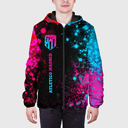 Куртка с капюшоном мужская Atletico Madrid - neon gradient по-вертикали, цвет: 3D-черный — фото 2