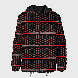 Куртка с капюшоном мужская Красные круги и полосы, цвет: 3D-черный