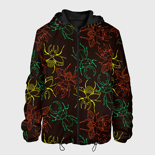 Мужская куртка Разноцветные жуки носороги / 3D-Черный – фото 1