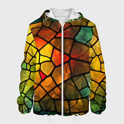 Куртка с капюшоном мужская Витражная стеклянная мозаика, цвет: 3D-белый