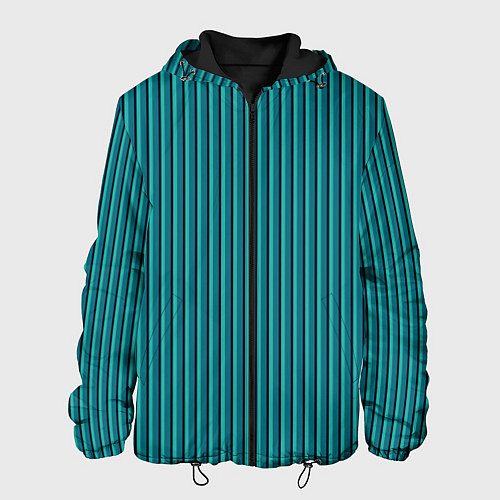 Мужская куртка Бирюзовый в полоску / 3D-Черный – фото 1