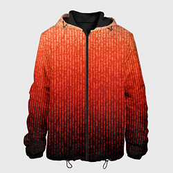 Куртка с капюшоном мужская Полосатый градиент оранжево-красный в чёрный, цвет: 3D-черный
