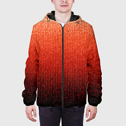 Куртка с капюшоном мужская Полосатый градиент оранжево-красный в чёрный, цвет: 3D-черный — фото 2