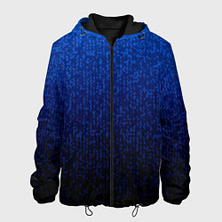 Куртка с капюшоном мужская Градиент мелкая мозаика сине-чёрный, цвет: 3D-черный