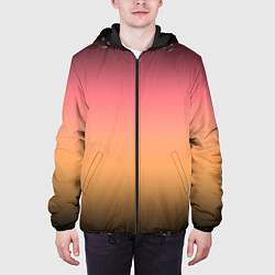 Куртка с капюшоном мужская Градиент затемнённый розово-жёлтый, цвет: 3D-черный — фото 2