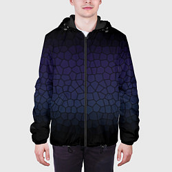 Куртка с капюшоном мужская Чёрно-фиолетовый мозаика крупная, цвет: 3D-черный — фото 2