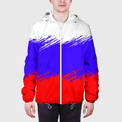 Куртка с капюшоном мужская Триколор штрихи, цвет: 3D-белый — фото 2