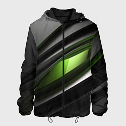 Куртка с капюшоном мужская Black green abstract geforce style, цвет: 3D-черный