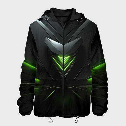 Мужская куртка Яркая зеленая абстрактная конструкция в стиле nvid / 3D-Черный – фото 1
