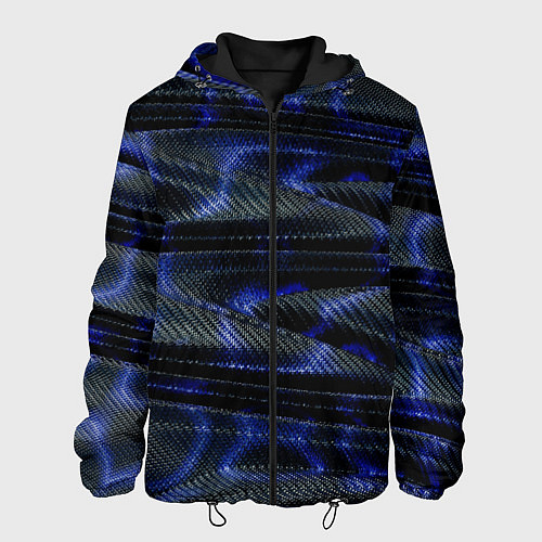 Мужская куртка Темно синие карбоновые волны / 3D-Черный – фото 1