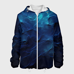 Куртка с капюшоном мужская Абстрактные волны глубины, цвет: 3D-белый