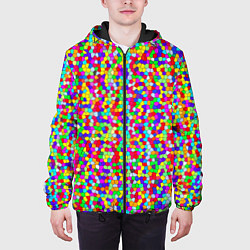 Куртка с капюшоном мужская Разноцветная мелкая мозаика, цвет: 3D-черный — фото 2