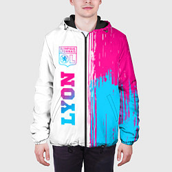 Куртка с капюшоном мужская Lyon neon gradient style по-вертикали, цвет: 3D-черный — фото 2