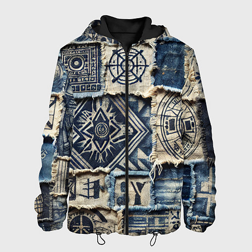 Мужская куртка Татуировки майя на дениме / 3D-Черный – фото 1