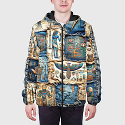 Куртка с капюшоном мужская Пэчворк из Египетских мотивов, цвет: 3D-черный — фото 2