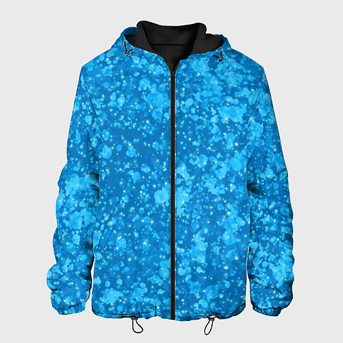 Мужская куртка Ярко-голубой абстракция космический / 3D-Черный – фото 1