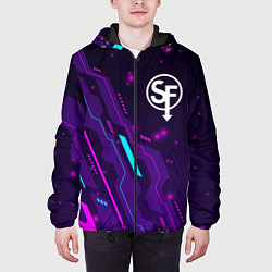 Куртка с капюшоном мужская Sally Face neon gaming, цвет: 3D-черный — фото 2