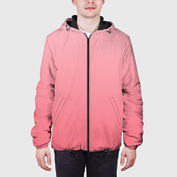 Куртка с капюшоном мужская Нежный розовый градиент, цвет: 3D-черный — фото 2
