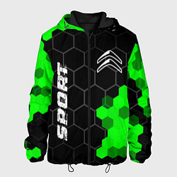 Куртка с капюшоном мужская Citroen green sport hexagon, цвет: 3D-черный