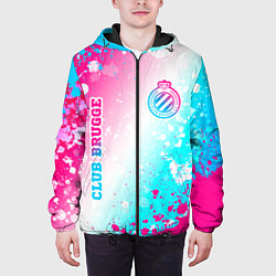 Куртка с капюшоном мужская Club Brugge neon gradient style вертикально, цвет: 3D-черный — фото 2