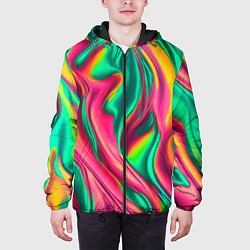 Куртка с капюшоном мужская Неоновый голографик, цвет: 3D-черный — фото 2