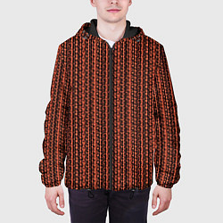 Куртка с капюшоном мужская Красно-коричневый искажённые полосы, цвет: 3D-черный — фото 2