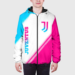 Куртка с капюшоном мужская Juventus neon gradient style вертикально, цвет: 3D-черный — фото 2