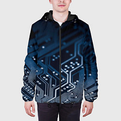 Куртка с капюшоном мужская Дорожки платы, цвет: 3D-черный — фото 2