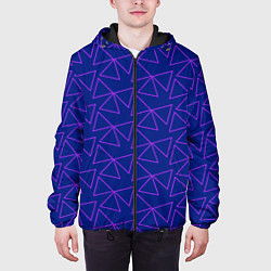 Куртка с капюшоном мужская Паттерн из контурных треугольников, цвет: 3D-черный — фото 2