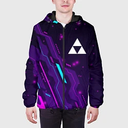 Куртка с капюшоном мужская Zelda neon gaming, цвет: 3D-черный — фото 2