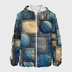 Куртка с капюшоном мужская Denim patchwork - ai art, цвет: 3D-белый