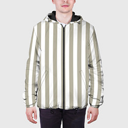 Куртка с капюшоном мужская Бежевый в широкую полоску, цвет: 3D-черный — фото 2