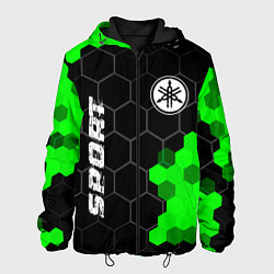 Куртка с капюшоном мужская Yamaha green sport hexagon, цвет: 3D-черный