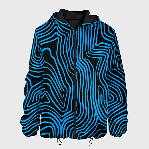 Мужская куртка Синие линии узор / 3D-Черный – фото 1
