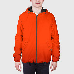 Куртка с капюшоном мужская Пылкий красно-оранжевый градиент, цвет: 3D-черный — фото 2