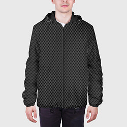 Куртка с капюшоном мужская Тёмно-серый паттерн сетка, цвет: 3D-черный — фото 2