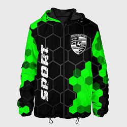 Куртка с капюшоном мужская Porsche green sport hexagon, цвет: 3D-черный