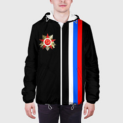 Куртка с капюшоном мужская Великая отечественная - триколор полосы, цвет: 3D-белый — фото 2