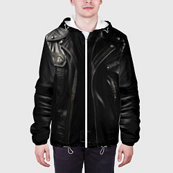 Куртка с капюшоном мужская Косуха терминатора чёрная, цвет: 3D-белый — фото 2